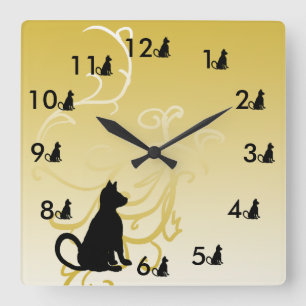 Eén Kat twee Kat Clock Pets Giften Vierkante Klok