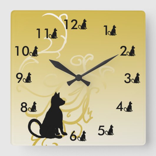 Eén Kat twee Kat Clock Pets Giften Vierkante Klok (Voorkant)