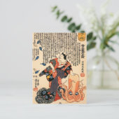 Een kat verkleed als een vrouw die aan het hoofd k briefkaart (Staand voorkant)