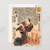 Een kat verkleed als een vrouw die aan het hoofd k briefkaart (Voorkant / Achterkant)