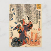 Een kat verkleed als een vrouw die aan het hoofd k briefkaart (Voorkant)