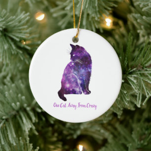 Een kat weg van de gekke, kat persoon Humor Keramisch Ornament