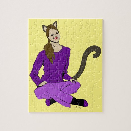 een katgirl legpuzzel (Verticaal)