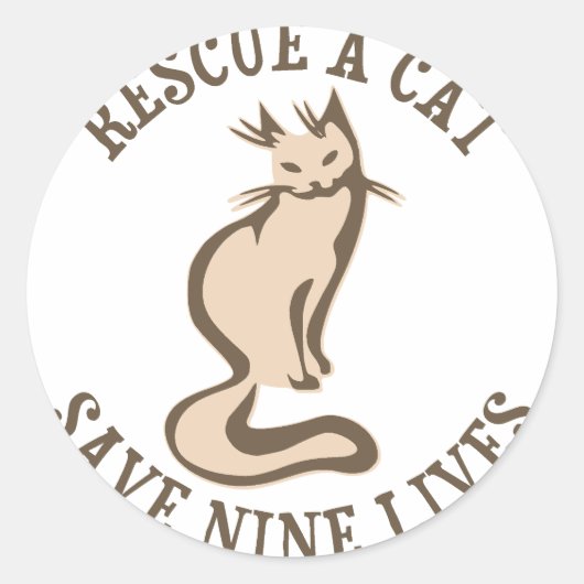 Een katje besparen negen levens ronde sticker (Voorkant)