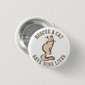 Een katje redden negen levens ronde button 3,2 cm (Voorkant /achterkant)