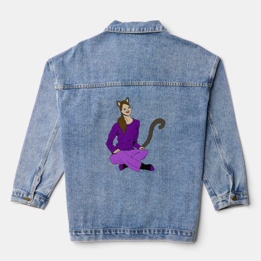 een katmeisje denim jacket (Achterkant)