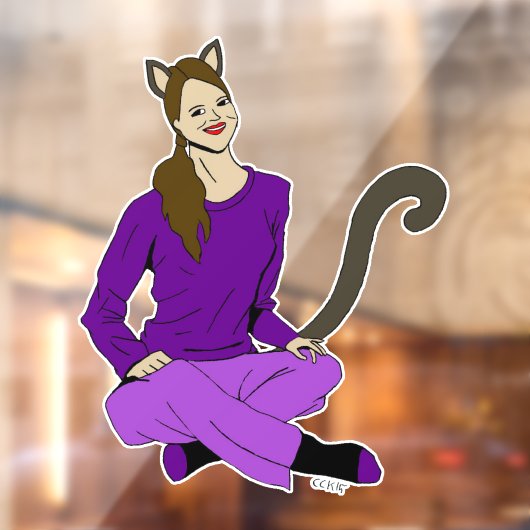 een katmeisje raamsticker (Vel 2)