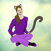 een katmeisje raamsticker (Vel 3)