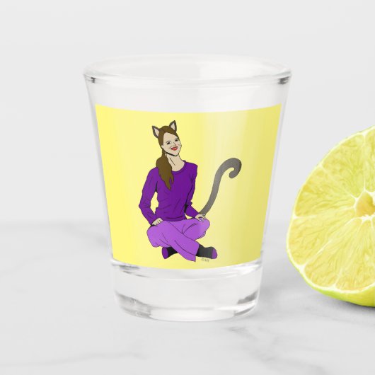 een katmeisje shot glas (Voorkant)