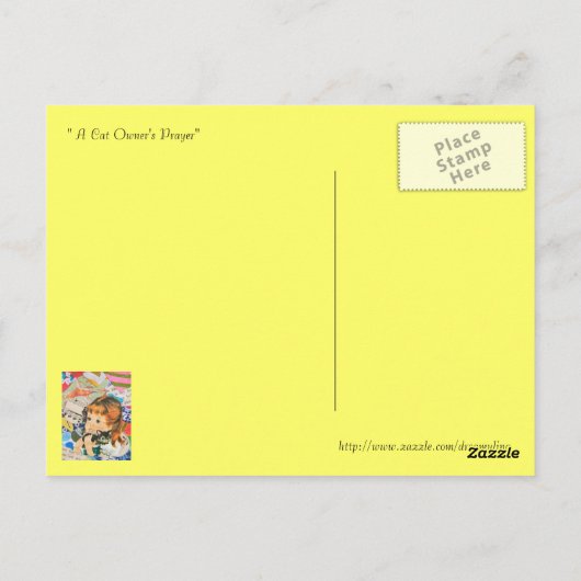 Een kattengebed briefkaart (Achterkant)