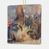 Een Kattenkerstmis Keramisch Ornament (Links)