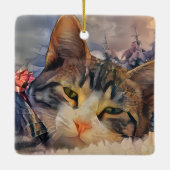 Een Kattenkerstmis Keramisch Ornament (Achterkant)