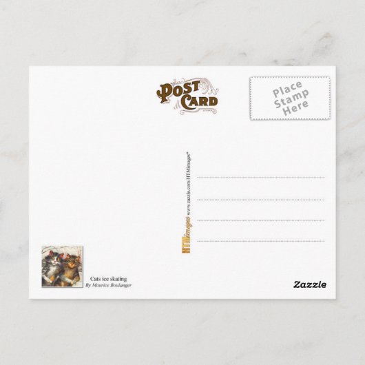 Een kattepaar ijsschaatsen briefkaart (Achterkant)