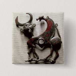 Een kauwstuk van een paard in de vorm van een mens vierkante button 5,1 cm