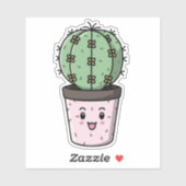Een kawaii cactussen sticker (Vel)