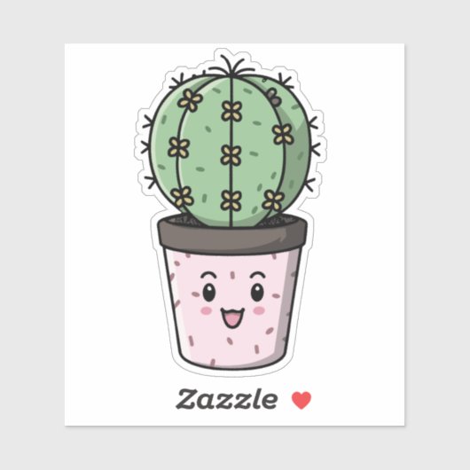 Een kawaii cactussen sticker (Vel)