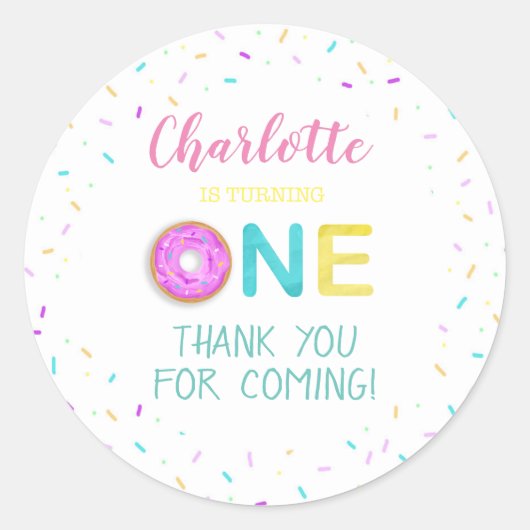 ÉÉN keer een donghnut Ronde Sticker (Voorkant)