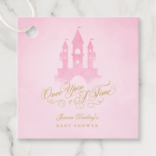 Een keer op een tijd fairytale Baby shower met Cas Bedankjes Labels (Voorkant)