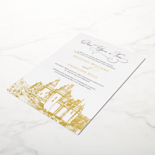 Een keer op een tijd feilloos weddenschap goud folie uitnodiging (Gedraaid)