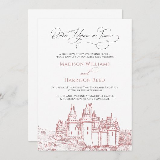 Een keer op een tijd onbeleefd bleekroze kaart (Voorkant / Achterkant)