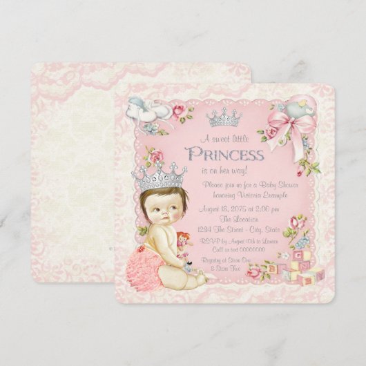 Een keer op een tijd Prinses Baby shower Kaart (Voorkant / Achterkant)