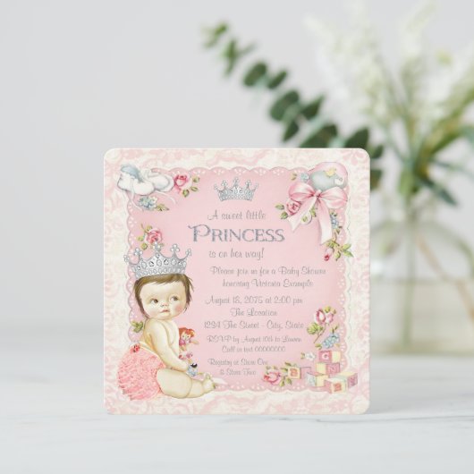 Een keer op een tijd Prinses Baby shower Kaart (Staand voorkant)