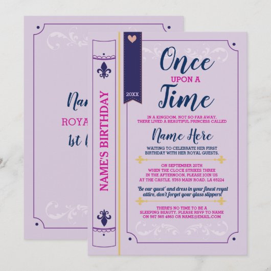 Een keer op een tijdverhaal in het boek Birthday P Kaart (Voorkant / Achterkant)