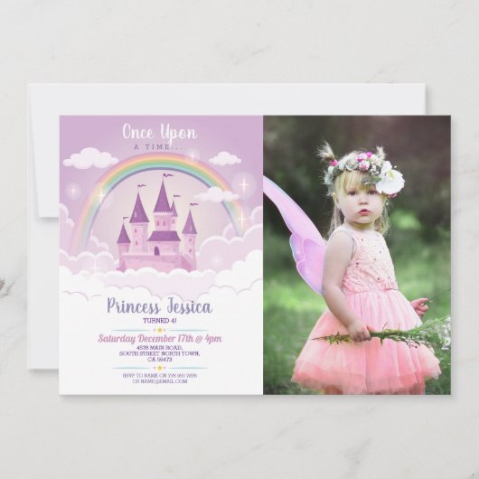 Een keer op een Time Princess Birthday Castle Foto Kaart (Voorkant)