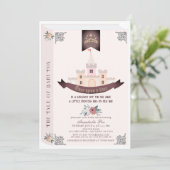 Eén keer op een Time Storybook Roze Baby shower Kaart (Staand voorkant)