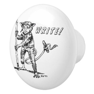 Een keramische knop voor Writer's Den