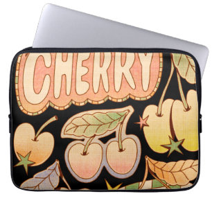 Een kers / kersen illustraties laptop sleeve