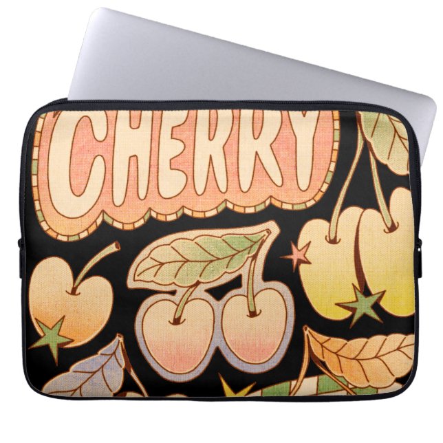 Een kers / kersen illustraties laptop sleeve (Voorkant)