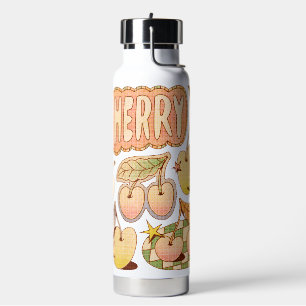 Een kers / kersen illustraties waterfles