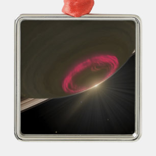 Een kersenrode aurora metalen ornament