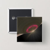 Een kersenrode aurora vierkante button 5,1 cm (Voorkant /achterkant)