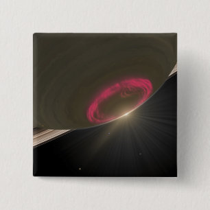 Een kersenrode aurora vierkante button 5,1 cm