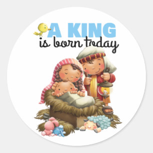 Een kerst baby Jesus is geboren sticker pagina