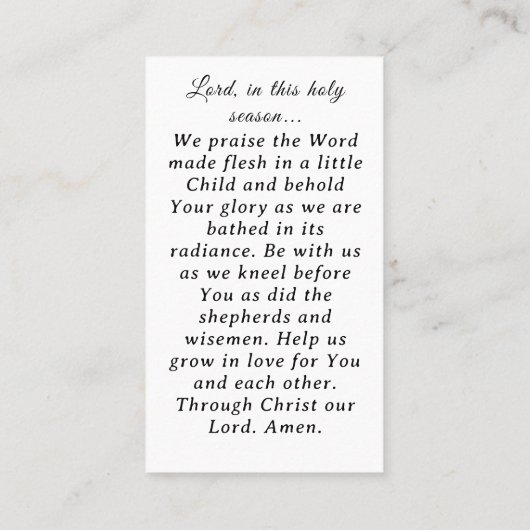 Een kerst gebed Kaart Contactkaartje (Achterkant)