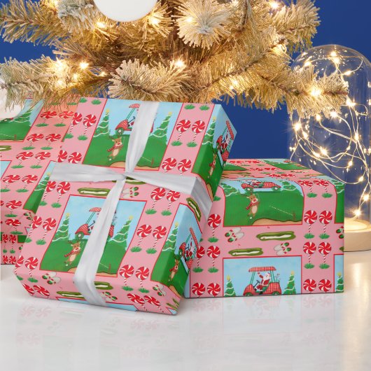 Een Kerst Golf Uitstapje Met Sinterklaas En Rendie Cadeaupapier (Feestdagen)