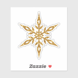 Een Kerst sticker - een glitter gouden sneeuwvlok