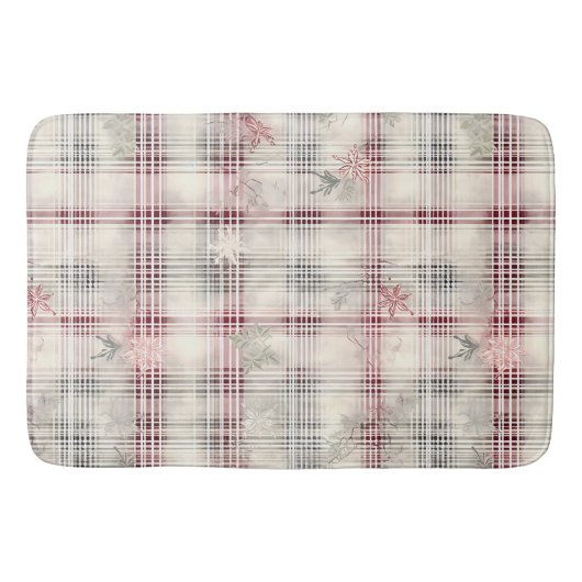 Een kerst Tartan Floral Design Series #13 Badmat (Voorkant)
