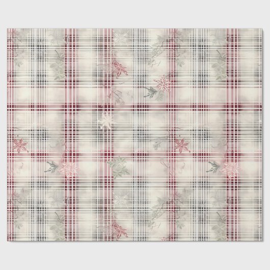 Een kerst Tartan Floral Design Series #13 Cadeaupapier (Vlak)