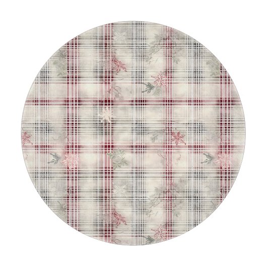 Een kerst Tartan Floral Design Series #13 Snijplank (Voorkant)