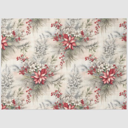 Een kerst Tartan Floral Design Series #6 Tissuepapier (Voorkant)