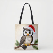 Een kerst uil op een gouden achtergrond tote bag (Voorkant)