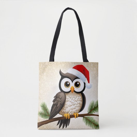 Een kerst uil op een gouden achtergrond tote bag (Voorkant)