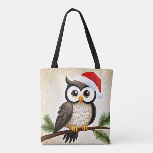 Een kerst uil op een gouden achtergrond tote bag (Achterkant)