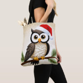Een kerst uil op een gouden achtergrond tote bag (Dichtbij)