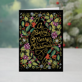 Een kerst van Berry Merry Folie Feestdagenkaart