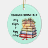 Een kerst vol boeken keramisch ornament (Links)